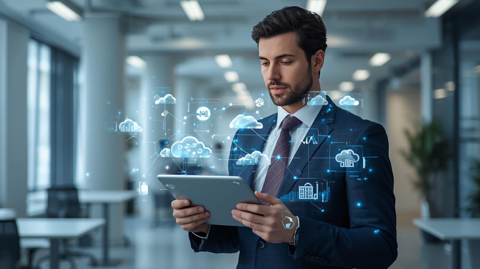 Empresário utiliza tablet e sistemas na nuvem para gerenciar loja — a tecnologia é a aliada das PMEs do futuro.