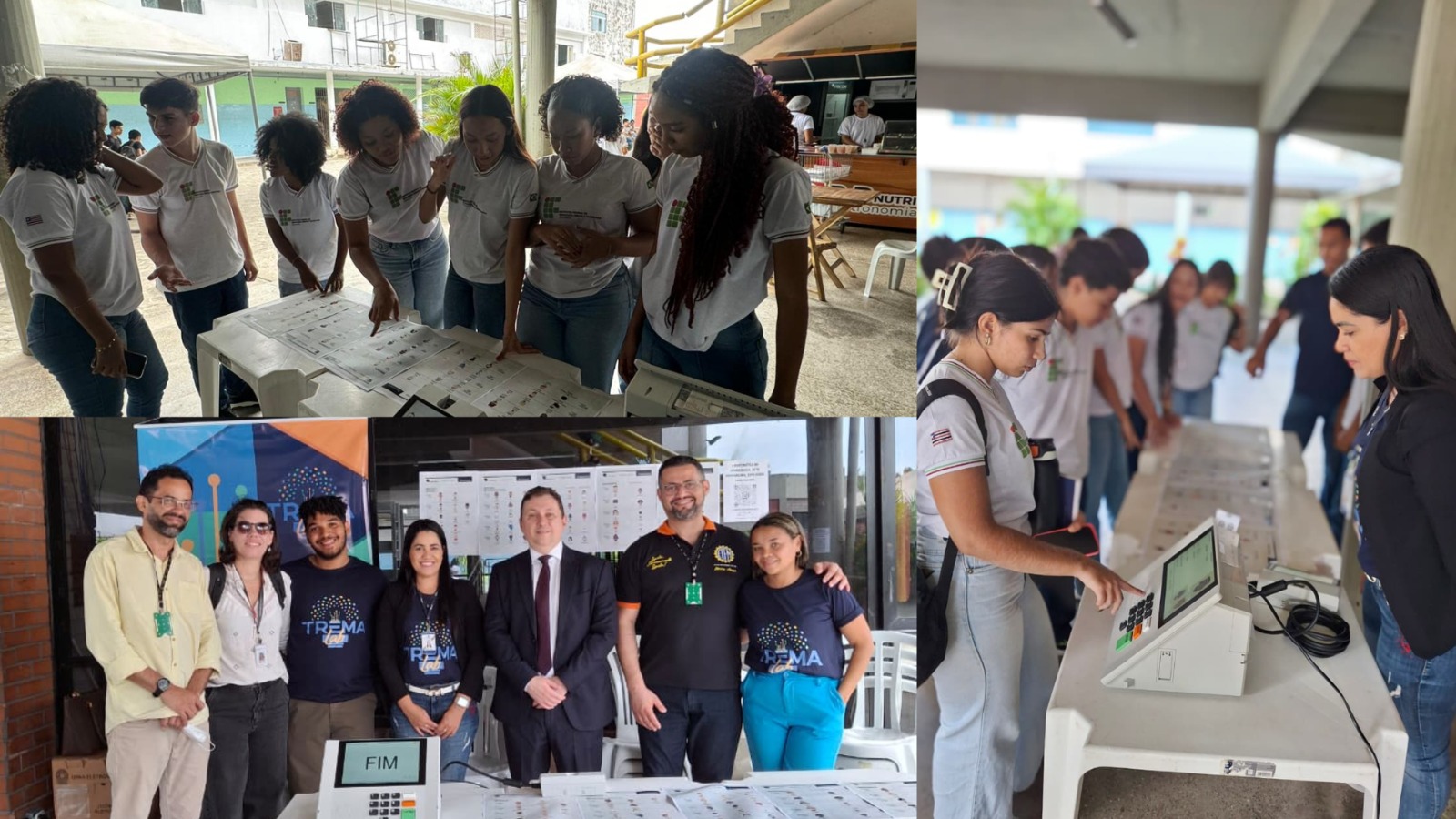 Estudantes do IFMA Monte Castelo participam de eleição simulada com urnas eletrônicas reais em projeto do TRE-MA sobre voto proporcional e democracia.